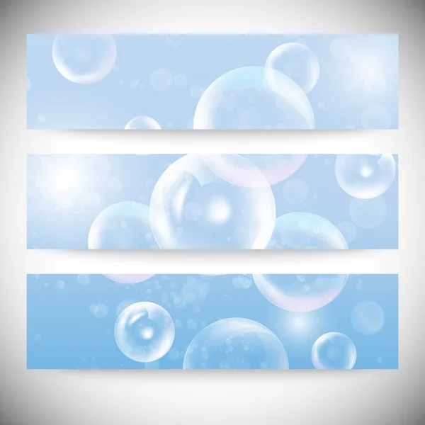 Set van horizontale banners. druppels op de achtergrond blauw water vector — Stockvector