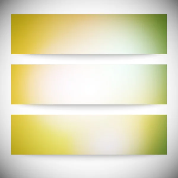 Ensemble de bannières horizontales. Illustration vectorielle abstraite multicolore de fond de lumières défocalisées — Image vectorielle