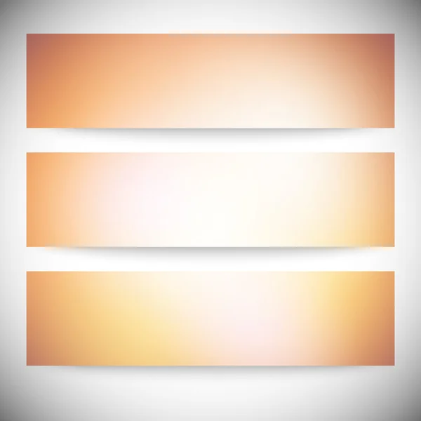 Conjunto de banners horizontales. Ilustración abstracta del vector de fondo de luces desenfocadas multicolor — Vector de stock