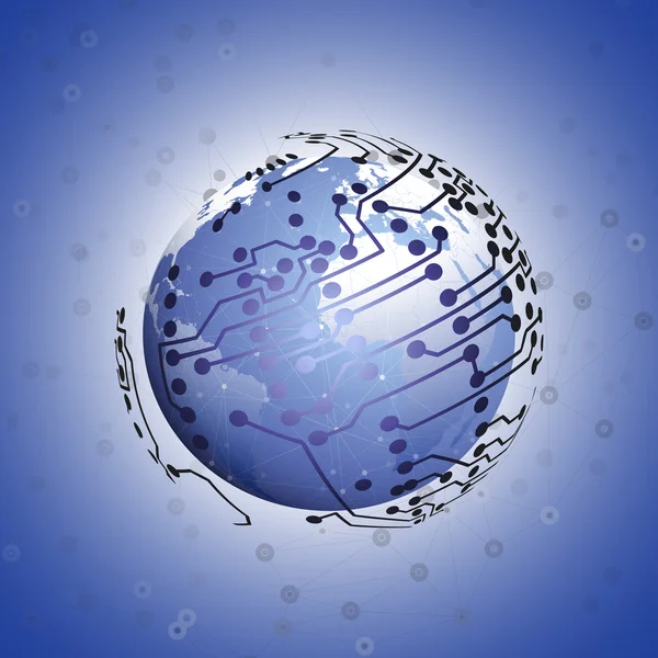 Connessioni di rete Globe, disegno blu sfondo vettoriale illustrazione — Vettoriale Stock