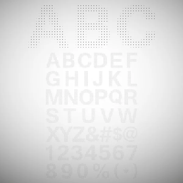 Pixel lettertype - alfabet en cijfers tekens in retro met vierkante pixels lettertype — Stockvector
