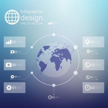 Infographic odaklanmamış arka plan ve ayarlamak için iş tasarım vektör ikonlar
