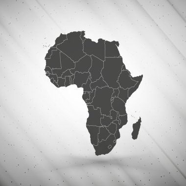 Afrika harita üzerinde gri arka plan, grunge doku vektör çizim
