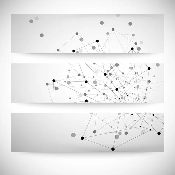 Serie di sfondi grigi per la comunicazione, illustrazione vettoriale della struttura molecolare — Vettoriale Stock