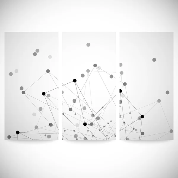 Set of gray backgrounds for communication, molecule structure vector illustration — Stock Vector