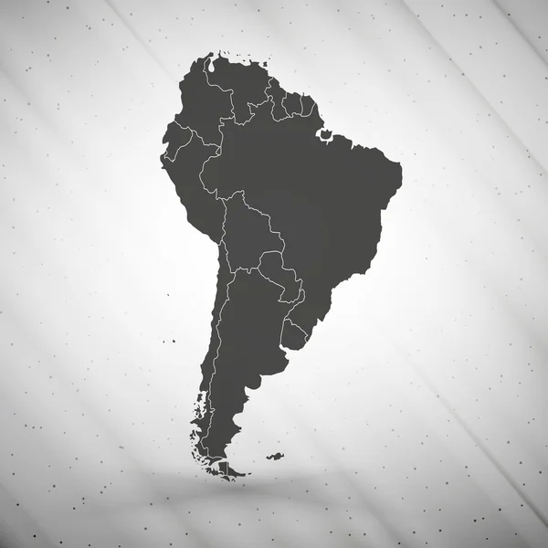 South America map on gray background, grunge texture vector illustration — Stock Vector