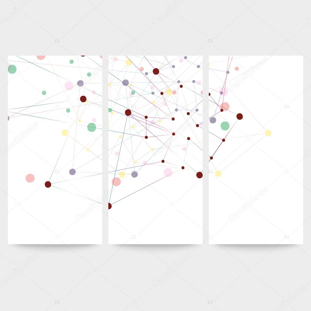 Set of digital backgrounds for communication, molecule structure vector illustration