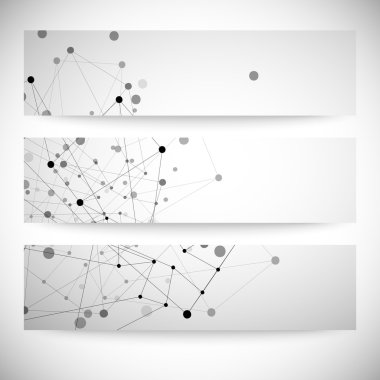 gri arka planlar için iletişim, molekül yapısı vektör çizim seti