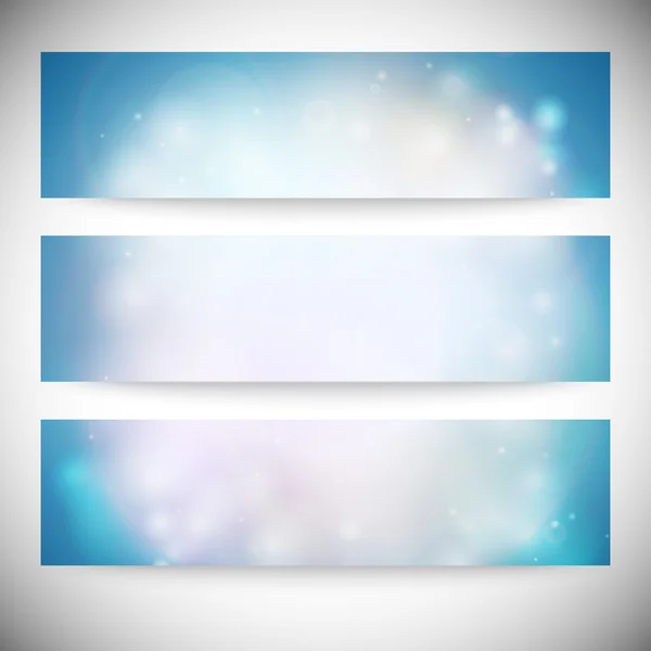 Set of horizontal banners. Abstract multicolored defocused lights background vector illustration — Stock Vector