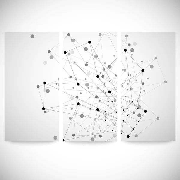 通信、分子構造ベクトル図の灰色の背景のセット — ストックベクタ