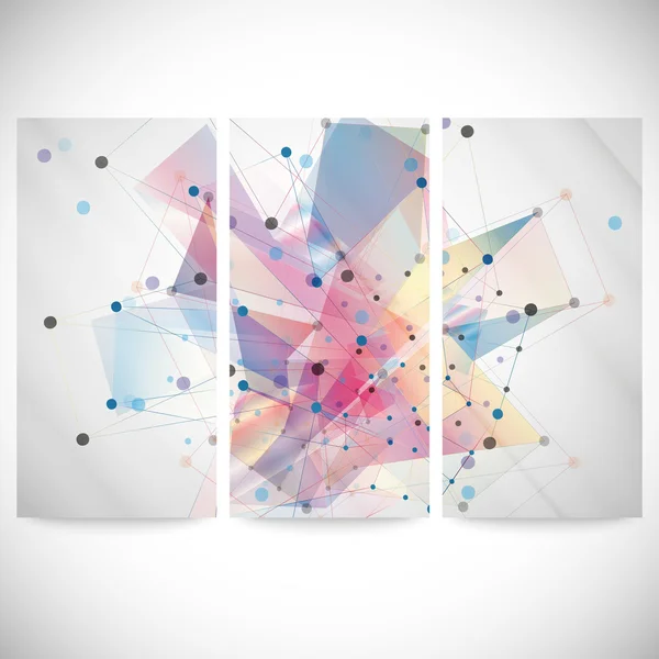 Set di sfondi colorati astratti, disegno triangolo vettoriale illustrazione — Vettoriale Stock