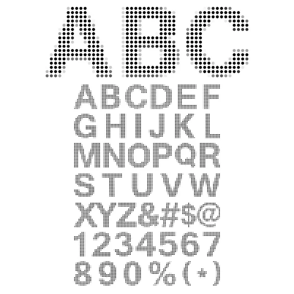 Pixel Font - Alfabeti e caratteri numerici in caratteri pixel quadrati retrò — Vettoriale Stock