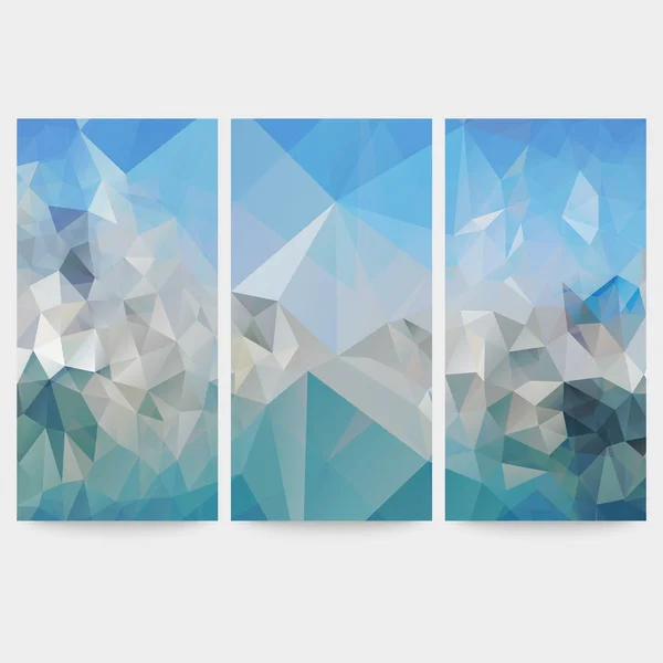 Set of blue abstract backgrounds, triangle design vector illustration — Stock Vector