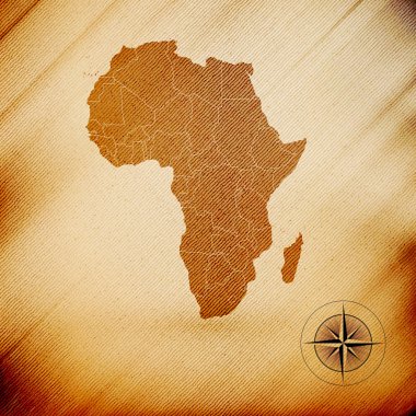Afrika harita, ahşap tasarım arka plan, vektör çizim