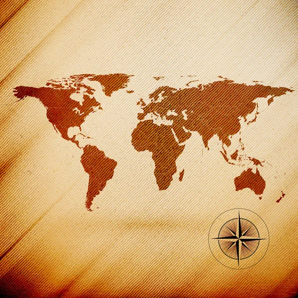 Mapa del mundo, textura de diseño de madera, ilustración vectorial — Vector de stock
