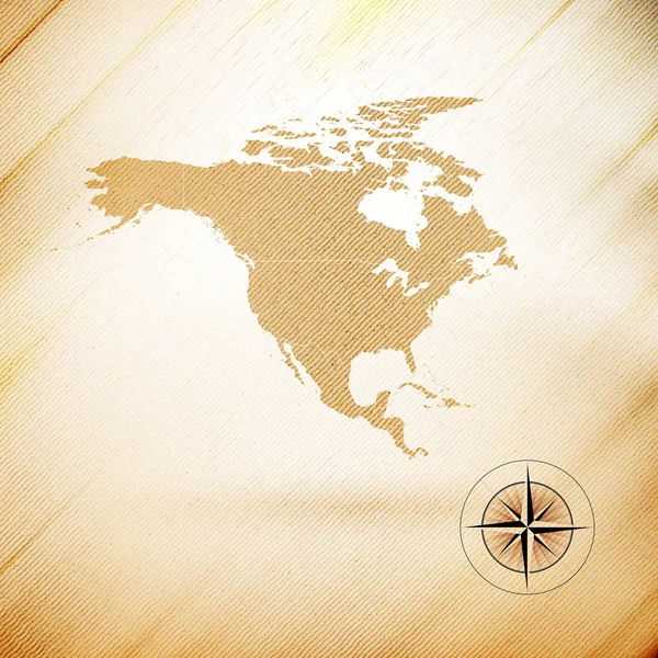 Mapa de América del Norte, fondo de diseño de madera, ilustración vectorial — Vector de stock