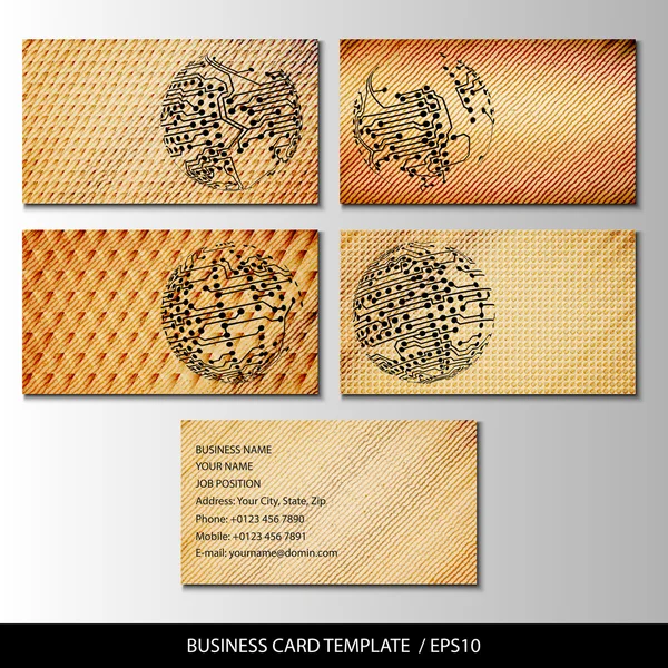 Set of wooden themed business card templates vector — Stock Vector