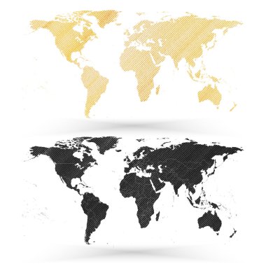 Dünya Haritası, ahşap tasarım doku, illüstrasyon vektör