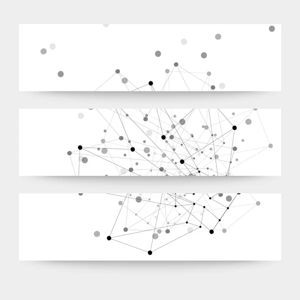 Ensemble de milieux numériques pour la communication, illustration vectorielle de structure moléculaire — Image vectorielle