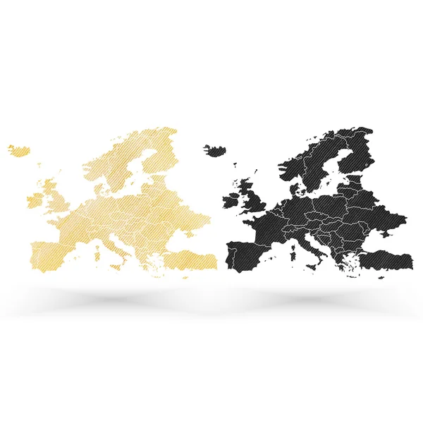 Mapa de Europa, textura de diseño de madera, ilustración vectorial — Vector de stock