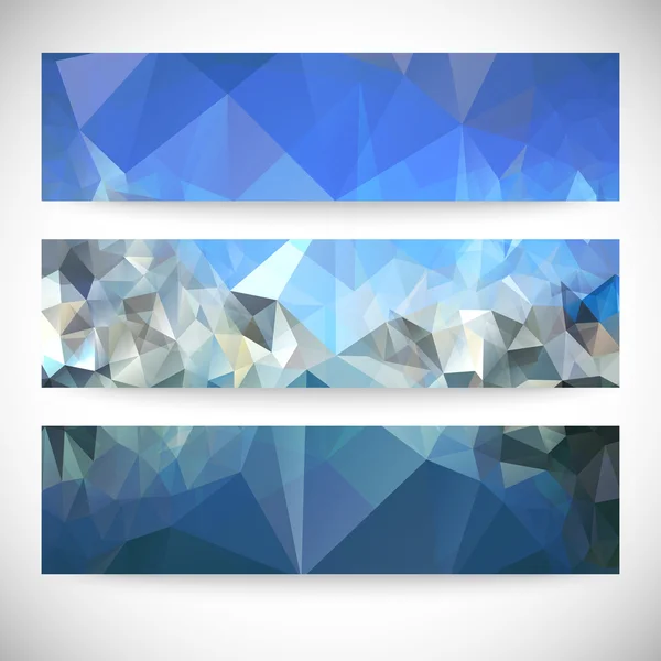 Uppsättning av blå abstrakta bakgrunder, triangel design vektor illustration — Stock vektor