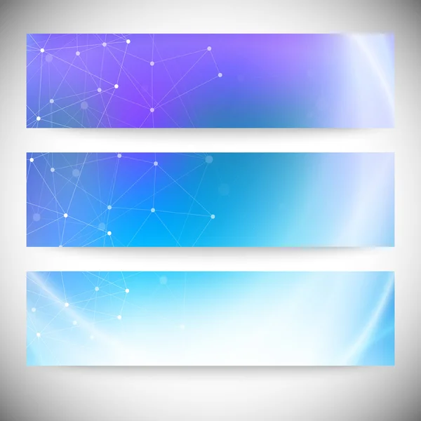 Set of horizontal banners. Abstract blue background vector illustration — Stock Vector