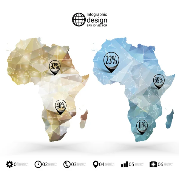 अफ्रीका मानचित्र टेम्पलेट, त्रिभुज डिजाइन, इन्फोग्राफिक्स वेक्टर चित्र — स्टॉक वेक्टर