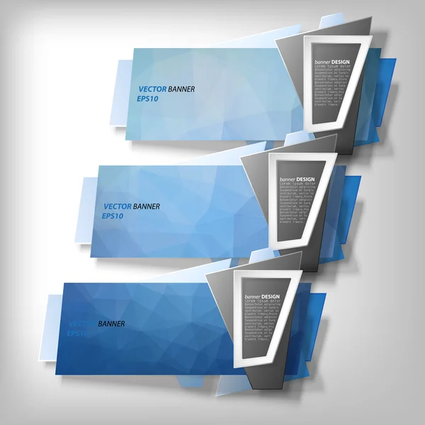 Set di banner infografici, vettore in stile origami — Vettoriale Stock