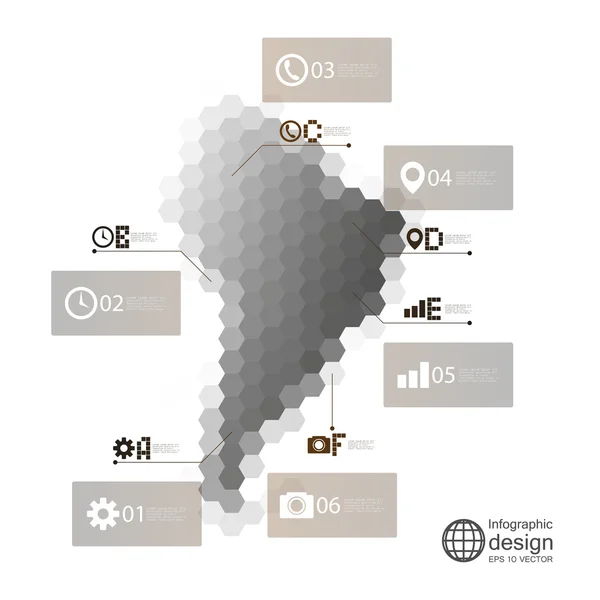 Mappa Sud America, modello infografico per business design, illustrazione vettoriale esagonale — Vettoriale Stock