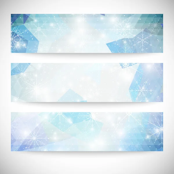 Winter backgrounds set with snowflakes. Abstract winter design and website templates, abstract pattern vector — Stock Vector