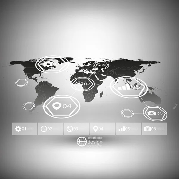 Mappa del mondo in prospettiva, modello vettoriale infografico per il business design — Vettoriale Stock
