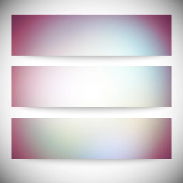 Conjunto de banners horizontales. Ilustración abstracta del vector de fondo de luces desenfocadas multicolor — Archivo Imágenes Vectoriales