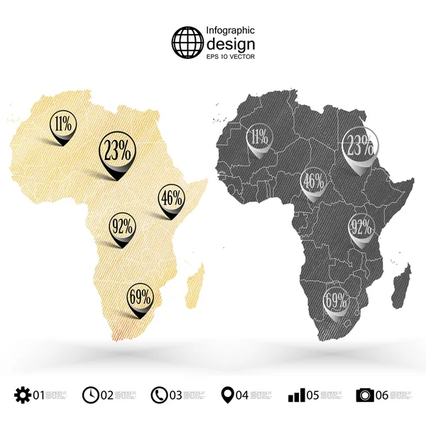 Africa map, wooden design texture, infographics vector illustration — Stock Vector