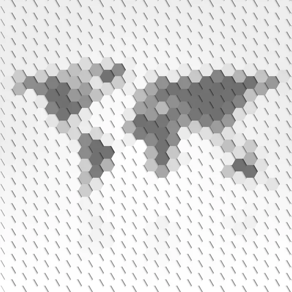 Mapa del mundo fondo geométrico, vector de patrón hexagonal abstracto — Archivo Imágenes Vectoriales