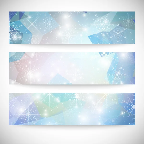 Winter backgrounds set with snowflakes. Abstract winter design and website templates, abstract pattern vector — Stock Vector
