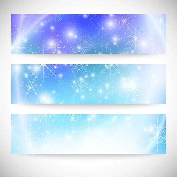 Winter backgrounds set with snowflakes. Abstract winter design and website templates, abstract pattern vector — Stock Vector