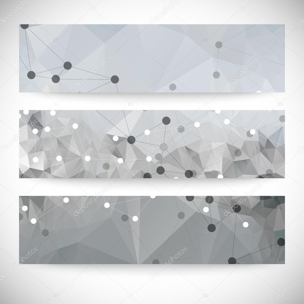 Set of abstract backgrounds, molecule structure, triangle design vector illustration