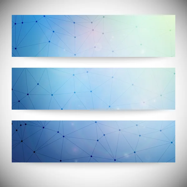 Conjunto de banners horizontais. Abstrato azul fundo vetor ilustração — Vetor de Stock