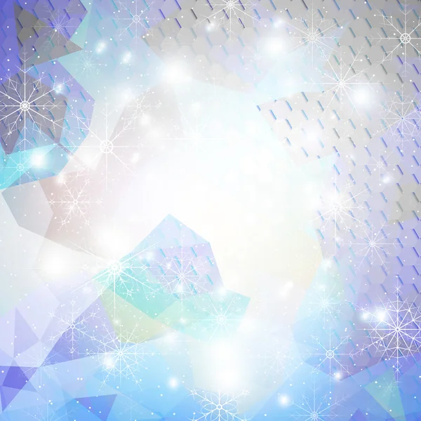 Зимовий фон зі сніжинками. Абстрактний зимовий дизайн і шаблон веб-сайту, вектор абстрактного трикутника — стоковий вектор