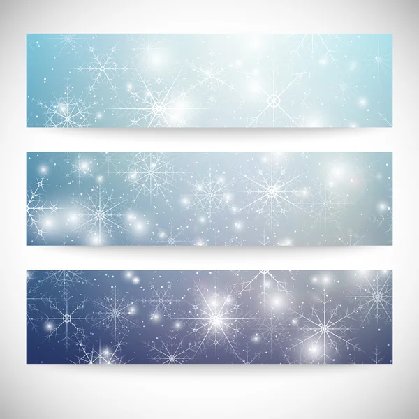 Winter backgrounds set with snowflakes. Abstract winter design and website templates, abstract pattern vector — Stock Vector