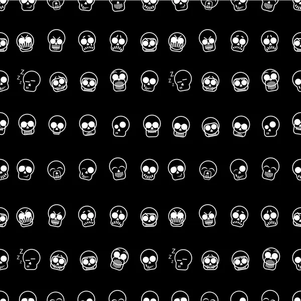 Conjunto de iconos ilustración de cráneo. Patrón sin costura vectorial — Vector de stock