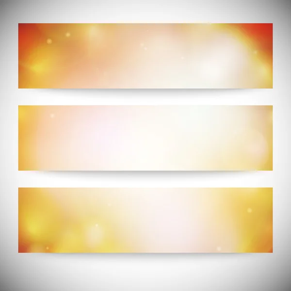 Conjunto de banners horizontales. Ilustración abstracta del vector de fondo de luces desenfocadas multicolor — Archivo Imágenes Vectoriales