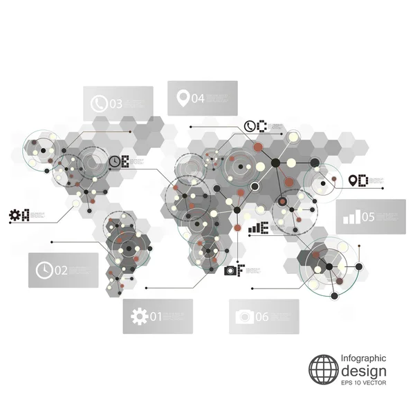 Infographic template for business design, hexagonal design vector illustration — Stock Vector