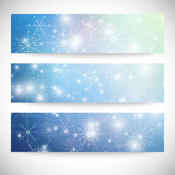 Winter backgrounds set with snowflakes. Abstract winter design and website templates, abstract pattern vector — Stock Vector