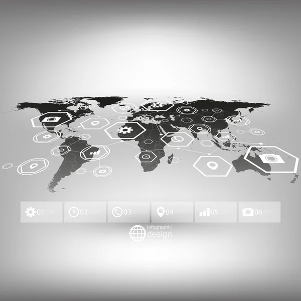 Mapa del mundo en perspectiva, plantilla vectorial infográfica para el diseño empresarial — Archivo Imágenes Vectoriales