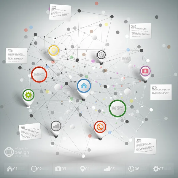 Infographic network with pointer marks for business, template vector — Stock Vector