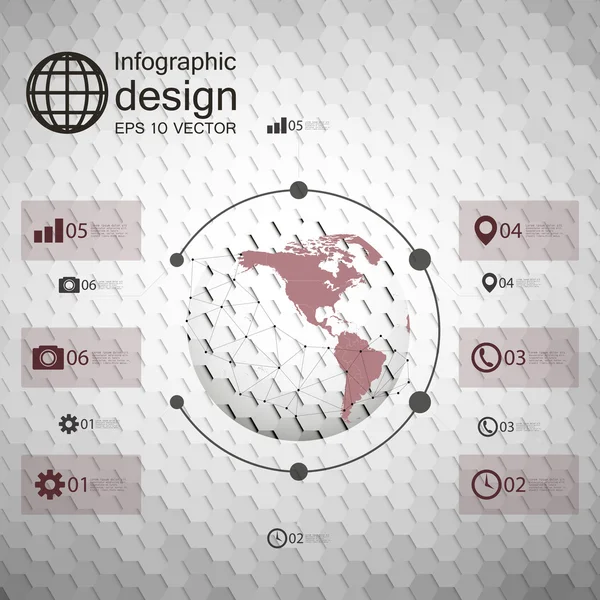 Infografik-Vorlage für Business-Design, hexagonale Designvektorillustration — Stockvektor