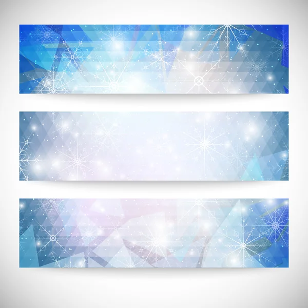 Winter backgrounds set with snowflakes. Abstract winter design and website templates, abstract pattern vector — Stock Vector