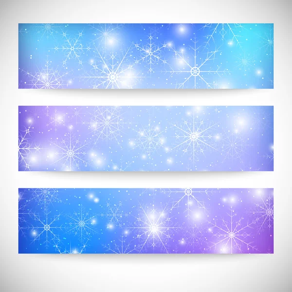 Winter backgrounds set with snowflakes. Abstract winter design and website templates, abstract pattern vector — Stock Vector