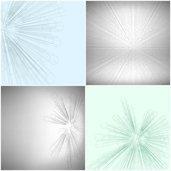 Set von abstrakten 3D-Sechseck-Hintergründen, Vektorschablone für Geschäfts- oder Wissenschaftsdesign — Stockvektor